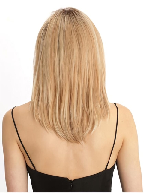 Popular Blonde Straight Shoulder Length Lace Front Human Hair Women Wigs