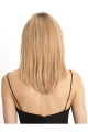 Popular Blonde Straight Shoulder Length Lace Front Human Hair Women Wigs