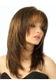 Brown Medium Straight Capless Human Hair Polite Women Wigs