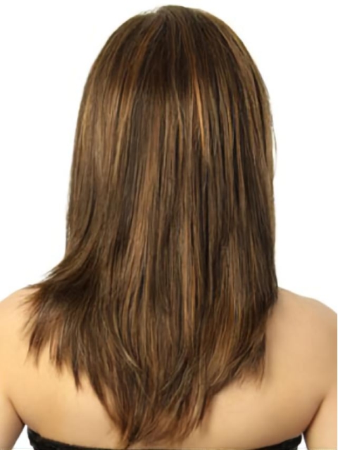 Brown Medium Straight Capless Human Hair Polite Women Wigs