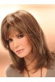  Mature and Beautiful Mid-length Layered Straight Lace Front Human Hair Women Jacklyn Smith Wig