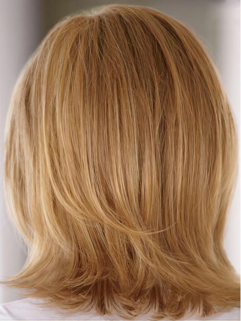 Blonde Medium Straight Hand-Tied Synthetic Easeful Women Wigs