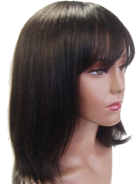 Brown Online Medium Straight Capless Human Hair Women Wigs