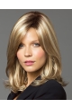 Blonde Medium Straight Without Bangs Lace Front Synthetic Glamorous Women  Wigs