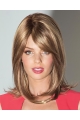 Blonde Medium Straight Without Bangs Lace Front Synthetic Glamorous Women  Wigs