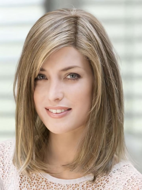 Faddish Straight Shoulder Length Capless Human Hair Celebrity Women Wigs