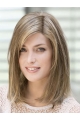 No-fuss Blonde Monofilament Straight Shoulder Length Human Hair Women Wigs For Cancer