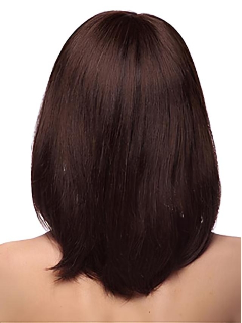 Popular Auburn Straight Shoulder Length Capless Human Hair Women Wigs