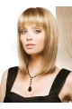 No-fuss Blonde Monofilament Shoulder Length Straight With Bangs Lace Synthetic Women Wigs