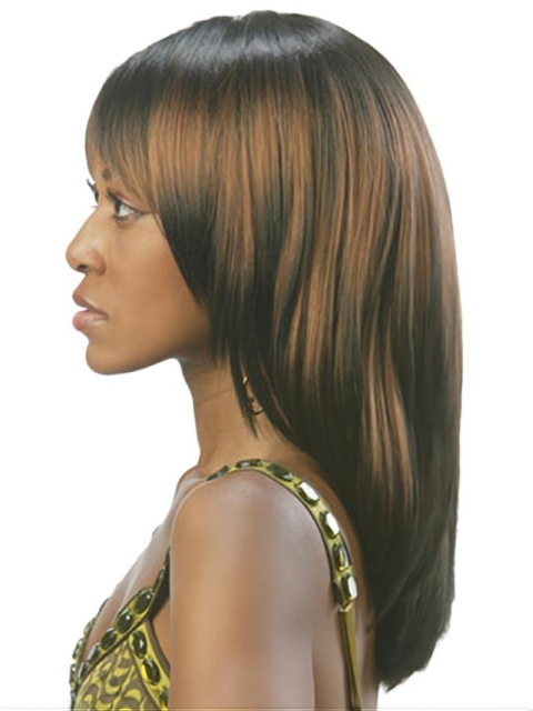 Comfortable Brown Straight Shoulder Length Capless Synthetic Petite Women Wigs