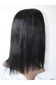 Trendy Black Straight Shoulder Length Lace Front Human Hair U Part Women Wigs