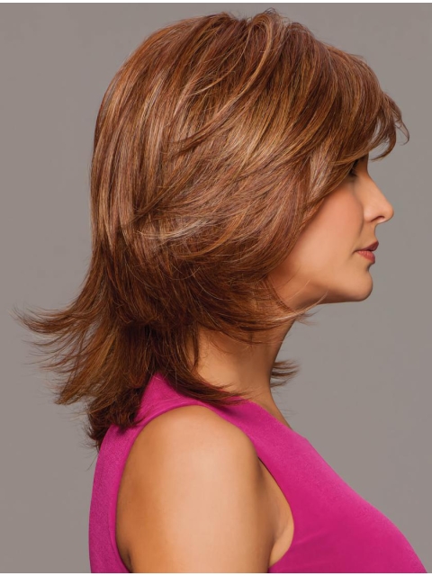 Gorgeous Auburn Straight Shoulder Length Capless Synthetic Comfortable Women Wigs