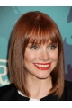 Medium Auburn Straight With Bangs Lace Front Synthetic Women Wigs