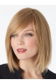 Mature Blonde Straight Shoulder Length Lace Front  Human Hair Women Wigs