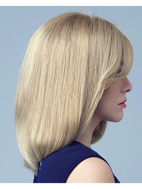 Designed Blonde Straight Shoulder Length Human Hair Celebrity Women Wigs