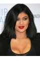 Affordable Shoulder Length Straight Black Synthetic Women Bobs Kylie Jenner Inspired Wigs