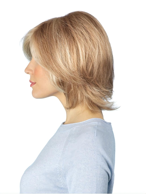 Fantastic Blonde Shoulder Length Straight  Layered Capless Synthetic Women Wigs