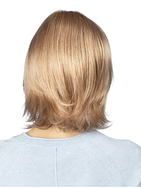 Fantastic Blonde Shoulder Length Straight  Layered Capless Synthetic Women Wigs