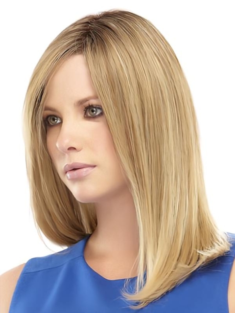 Fabulous Blonde Straight Shoulder Length Lace Front Synthetic Women Celebrity Wigs