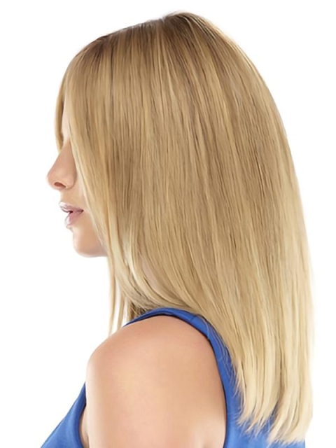 Fabulous Blonde Straight Shoulder Length Lace Front Synthetic Women Celebrity Wigs