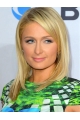 Impressive Blonde Straight Shoulder Length Hand-Tied Human Hair Paris Hilton Wigs