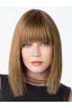 Stylish Lace Front Straight Shoulder Length With Bangs Lace Front Remy Human Hair Women Wigs