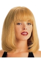 Refined Blonde Monofilament Straight Shoulder Length With Bangs Lace Human Hair Women Wigs