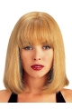 Refined Blonde Monofilament Straight Shoulder Length With Bangs Lace Human Hair Women Wigs