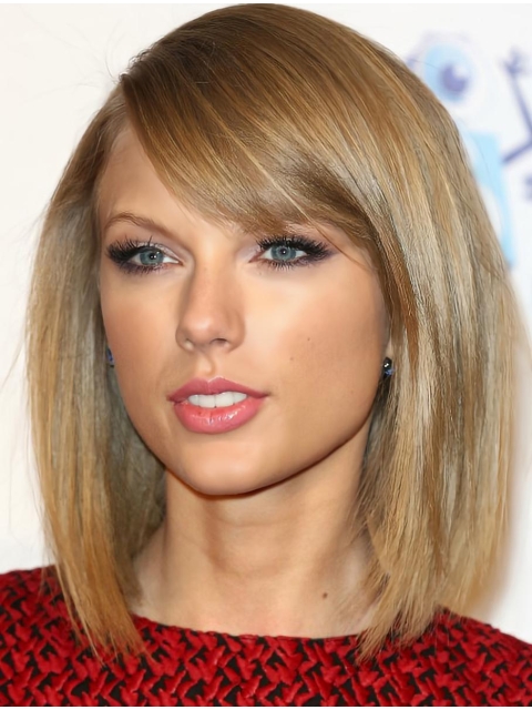 Fantastic Shoulder Length Straight Blonde With Bangs Taylor Swift Inspired Wigs