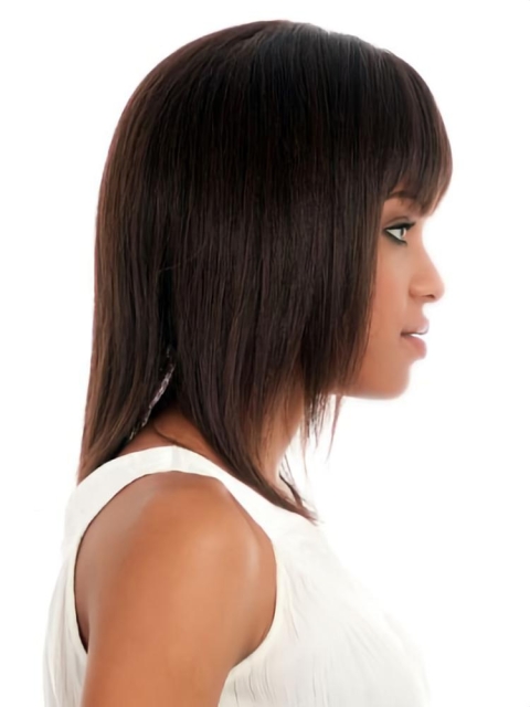 Cool Brown Straight Shoulder Length African American Wigs