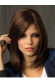 Refined Brown Straight Shoulder Length Lace Synthetic Women Wigs