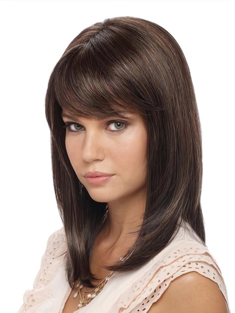 Easeful Straight Shoulder Length  Lace Front  Synthetic Celebrity Women Wigs