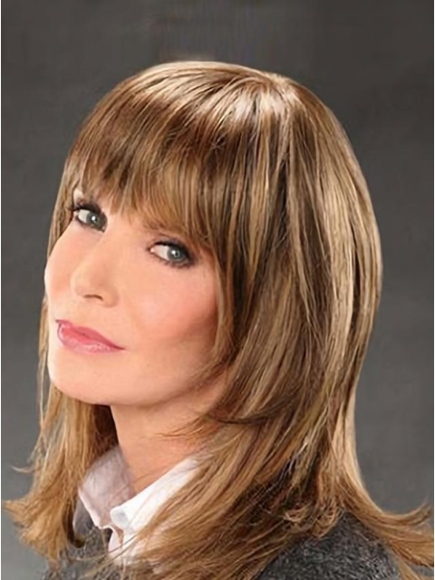  Fairy and Modern Tease Mid-length Layered Straight Lace Front Human Hair Jacklyn Smith Wig