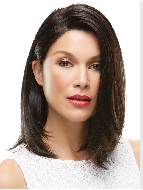 Brown Cool Straight  Medium  Hand-tied Synthetic Women Wigs