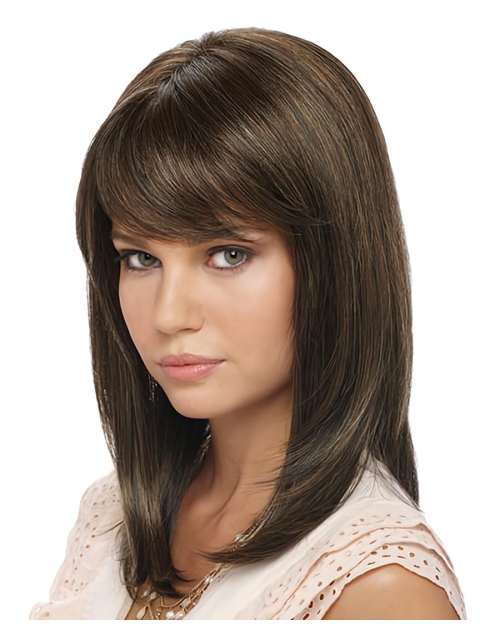 Affordable Brown Straight Shoulder Length Glueless Lace Wigs