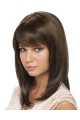 Affordable Brown Straight Shoulder Length Glueless Lace Wigs