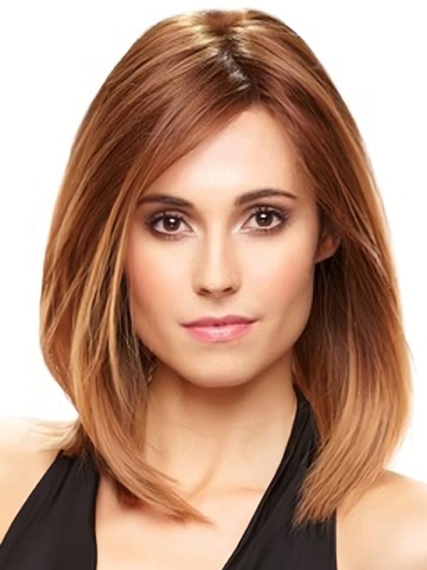 Traditiona Auburn Straight Shoulder Length Lace Front Synthetic Women Wigs