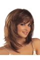  Sleek Medium Straight With Bangs  Lace Front Synthetic Women Wigs