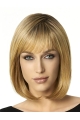 Medium  Blonde Straight With Bangs Capless Bobs Synthetic Trendy Wigs