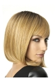 Medium  Blonde Straight With Bangs Capless Bobs Synthetic Trendy Wigs