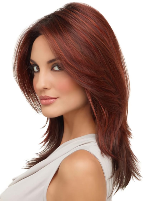 Elegant Medium Straight Lace Front Synthetic Women Wigs