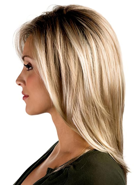 Tempting Blonde Straight Shoulder Length Capless Synthetic Women Wigs