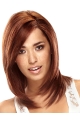 Exquisite Auburn Straight Shoulder Length Lace Front Human Hair Women Wigs