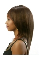 Beautiful Brown Straight With Bangs Shoulder Length Capless Human Hair African American Women Wigs