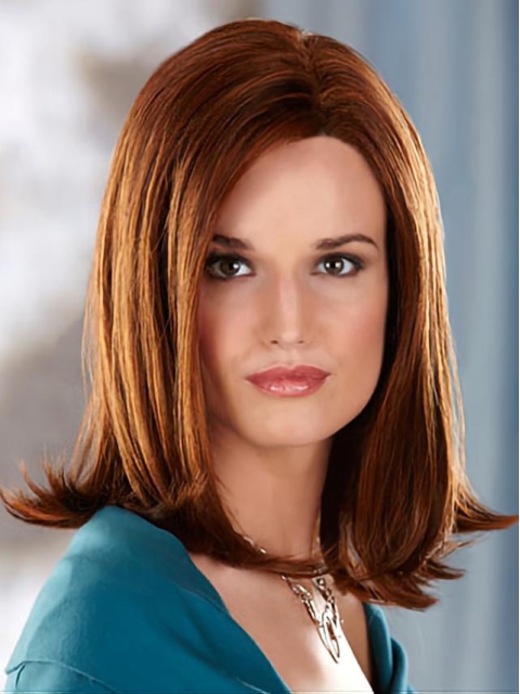 Fabulous Auburn Straight Shoulder Length Capless Synthetic Women Wigs