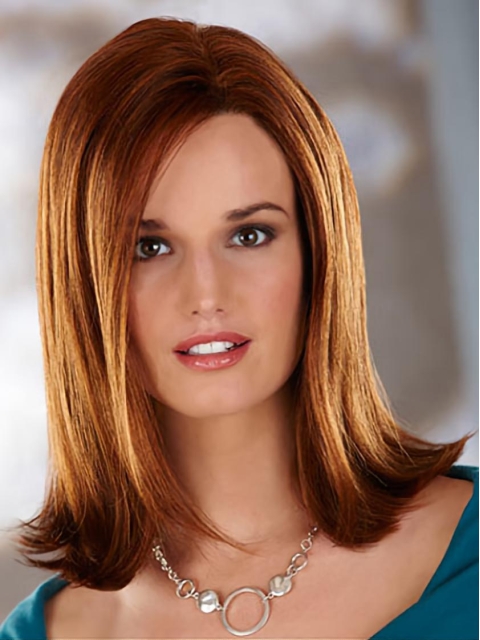 Fabulous Auburn Straight Shoulder Length Capless Synthetic Women Wigs