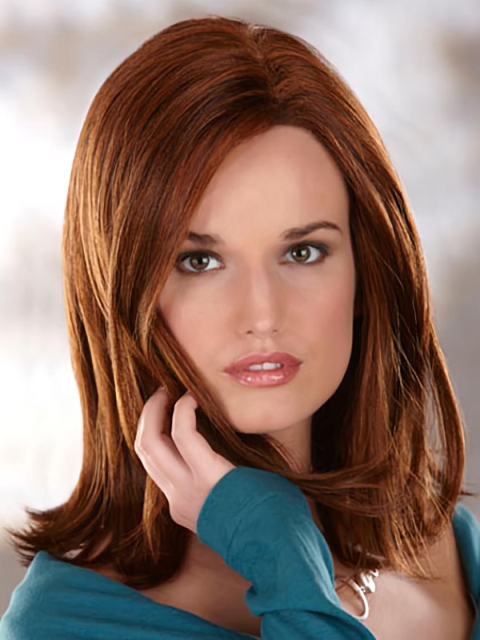 Fabulous Auburn Straight Shoulder Length Capless Synthetic Women Wigs