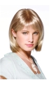 Blonde Shining Medium Straight Monofilament Synthetic Women Wigs