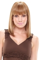 Refined Blonde  Shoulder Length Straight With Bangs Monofilament Synthetic African American Wigs For Cancer