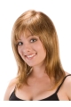 Convenient Blonde Straight Shoulder Length With Bangs Capless Synthetic Women Wigs